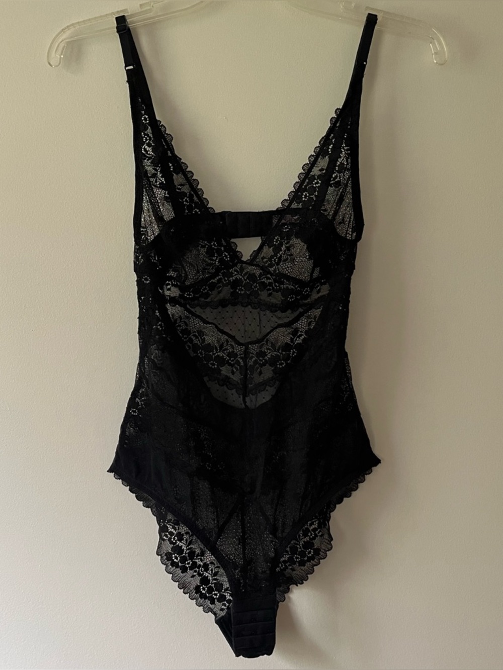 Samantha Chang Lace Bodysuit Medium Black Sheer Mesh Sexy Lingerie